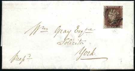 Stamp of Great Britain » 1840 1d Black and 1d Red plates 1a to 11 1841 1d Red pl.11 RA, 3 margins, cancelled by Leed