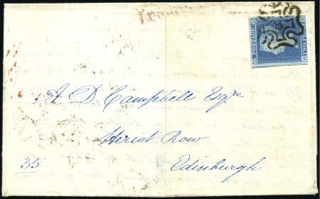 Stamp of Great Britain » 1841 2d Blue 1841 2d Blue pl.4 with close to huge margins tied 