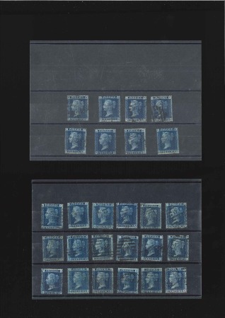 Stamp of Great Britain » 1854-70 Perforated Line Engraved 1858 2d Blue pl.12 used selection of 26, odd fault