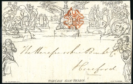 Stamp of Great Britain » 1840 Mulreadys & Caricatures 1841 (Jan 2) 1d Mulready lettersheet, stereo A241,