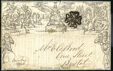Stamp of Great Britain » 1840 Mulreadys & Caricatures 1842 (Aug 8) 1d Mulready lettersheet with "Atlas A