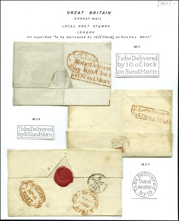 Stamp of Great Britain » Postal History » Pre-Adhesive & Stampless 1811-1827, Sunday mail, three covers on a page inc
