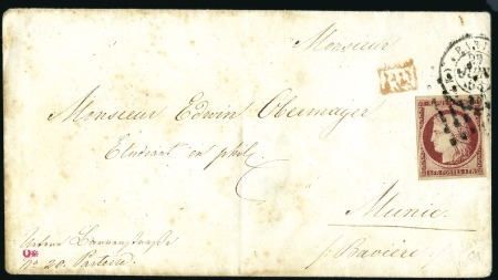 Stamp of France 1849 1F carmin obl. gros points sur enveloppe de P