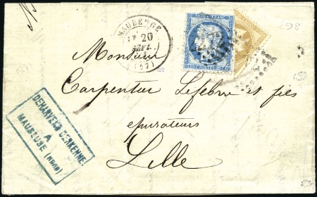 Stamp of France 1871 Lot de 4 coupé sur lettre: Lettre de La Fère,