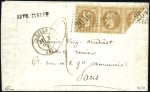 1871 Lot de 4 coupé sur lettre: Lettre de La Fère,