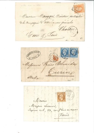 Stamp of France 1853-60 Trois lettres avec PIQUAGE SUSSE: 10c obl.
