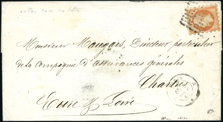 1853-60 Trois lettres avec PIQUAGE SUSSE: 10c obl.