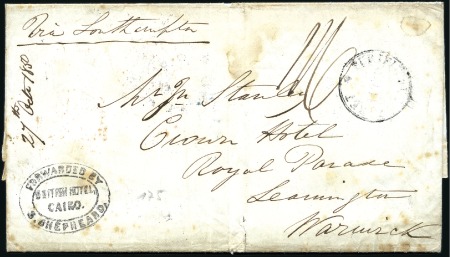 1850 Entire from Cairo to England with a clear "FO