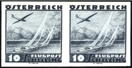 Stamp of Austria 1935 Airmail 5g to 10s set of 15 in imperf. pairs,
