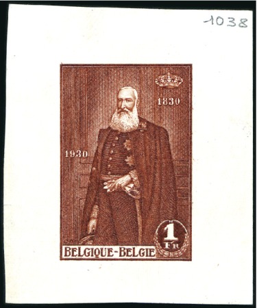 Stamp of Belgium » General issues from 1894 onwards 1930 Indépendance, 1F épreuve du coin, en couleur 