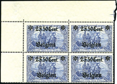 Stamp of Germany » German WWI Occupation Issues » Belgium 1916 Surcharges "Cent. ou F.", les deux hautes val