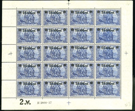 Stamp of Germany » German WWI Occupation Issues » Belgium 1916 Territoires des Étapes, 2F50 sur 2M bleu en f
