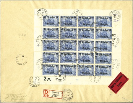 Stamp of Germany » German WWI Occupation Issues » Belgium 1916 Surcharges "Cent. ou F.", 2F50 sur 2M, feuill