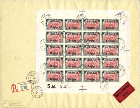 Stamp of Germany » German WWI Occupation Issues » Belgium 1916 Surcharges "Cent. ou F.", 6F25 sur 5M noir et