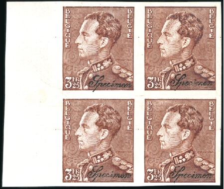 Stamp of Belgium » General issues from 1894 onwards 1936 Léopold III, Six blocs de 4 non dentelés avec