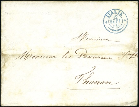 Stamp of Switzerland / Schweiz » Vorphilatelie 1860 SCHIFFPOST: Briefumschlag nach Thonon mit bla