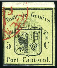 Stamp of Switzerland / Schweiz » Kantonalmarken » Genf Kleiner Adler entwertet mit Genfer Einkreisstempel