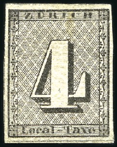 Stamp of Switzerland / Schweiz » Kantonalmarken » Zürich 4Rp (Type III), waagrechte Untergrundlinien, ungeb