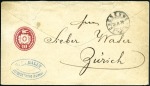 1874-77 10C karminrot, Umschlag kleines Format