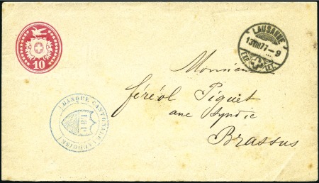 1874-77 10C anilinrot, Umschlag KZ Sterne, gestemp