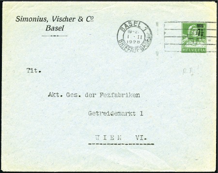 1908-22 Tellkopf 7 1/2 auf 10C grün, Ganzsache ges