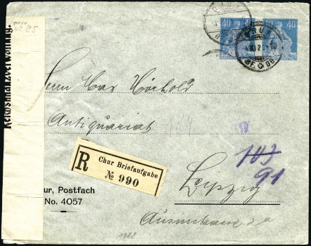 1907 Helvetia mit Schwert 40C und 40C grünlichblau