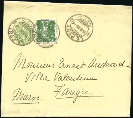 1902-03 5C grün, zusammen mit Tellknabe 5C gestemp