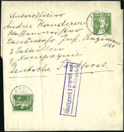 1908 Tellknabe 5C grün zusammen mit Tellknabe 5C M