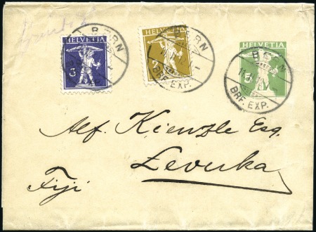 1909 Tellknabe 5C grün, zusammen mit Tellknabe 2C 