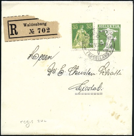 1915 Tellknabe 5C grün, zusammen mit Helvetia mit 