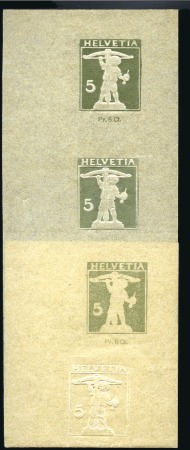 Stamp of Switzerland / Schweiz » Ganzsachen » Streifbänder 1930 Tellknabe 5C hellolivgrün