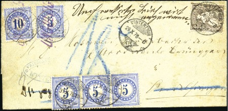 Stamp of Switzerland / Schweiz » Nachportomarken (Inlandsbriefe) 1878  Unterfrankierter Brief der 1. Gewichtsstufe 