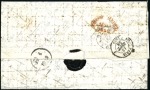 ATTRACTIVE 3-VALUE FRANKING GOING ABROAD

1858 C