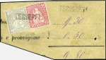 Stamp of Switzerland / Schweiz » Sitzende Helvetia Gezaehnt » Briefmarken 1881 Faserpapier 40C grau, zusammen mit 10C rot