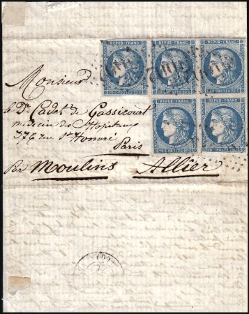 Stamp of France RARE BOULE DE MOULINS FRANKING

1870 20c Bordeau
