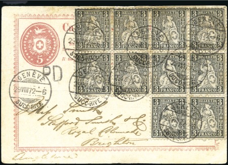 ENGLAND 1872 : 3C schwarz, ZEHNERBLOCK (eine Marke
