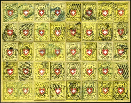 Stamp of Switzerland / Schweiz » Rayonmarken » Rayon II, gelb, ohne Kreuzeinfassung (STEIN D) Rayon II ohne Kreuzeinfassung, Komplette Typentafe