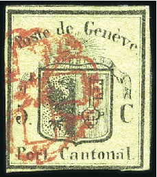 Stamp of Switzerland / Schweiz » Kantonalmarken » Genf Kleiner Adler mit sauberer Rosette AW Nr. 2 entwer