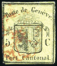 Stamp of Switzerland / Schweiz » Kantonalmarken » Genf Kleiner Adler mit sauberer Rosetteentwertet, farbf