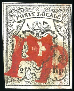 Stamp of Switzerland / Schweiz » Orts-Post und Poste Locale Poste Locale mit Kreuzeinfassung, Type 27, kontras
