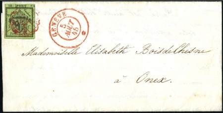 Stamp of Switzerland / Schweiz » Kantonalmarken » Genf Linke Hälfte Doppelgenf mit roter Genfer Rosette A