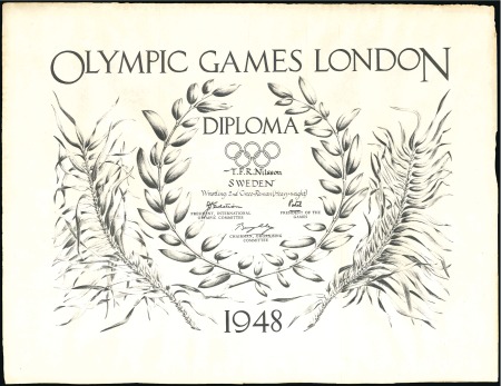 Stamp of Olympics » 1948 London 1948 London T. F. R Nilsson of Sweden Archive with Winner's Diploma