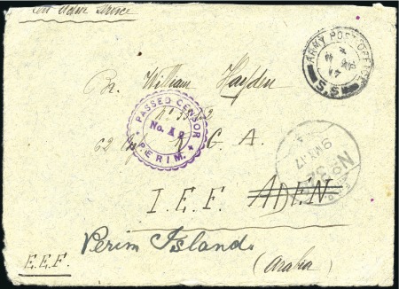 Stamp of India » Used Abroad PERIM: 1917 (Apr 11) Incoming envelope from Englan