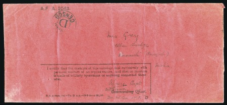 Stamp of India » Used Abroad AHWAZ: 1915 (Mar 31) Red printed envelope from the