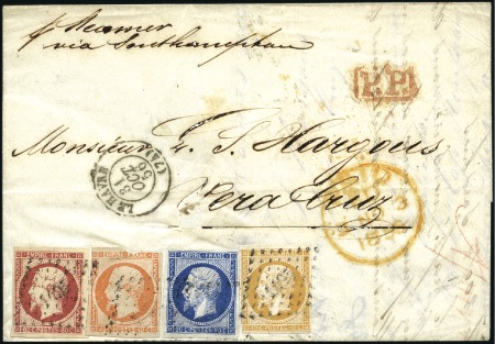 1856 Empire non dentelé 80c carmin, 40c orange, 20