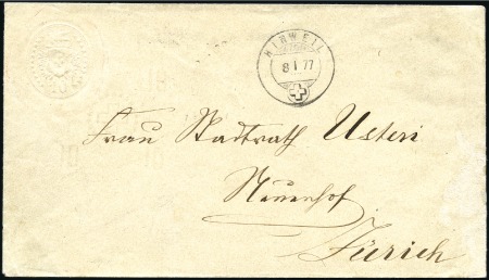 1874-77 10C karminrot, Umschlag KZ von 22 Sternen 