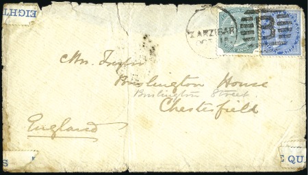 Stamp of Zanzibar » The Indian Post Office (1875-1895) 1882 (Oct 15) Envelope from Zanzibar to England wi