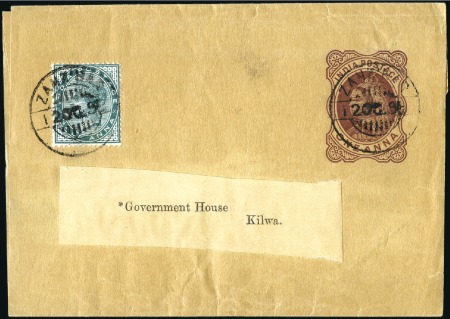 Stamp of Zanzibar » The Indian Post Office (1875-1895) 1894 (Oct 12) 1a Brown newspaper wrapper from Zanz