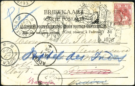 Stamp of India » Used Abroad PERIM: 1905 Incoming postcard from the Netherlands