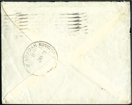 Stamp of India » Used Abroad ABADAN: 1921 (Jan 5) Incoming envelope from Scotla